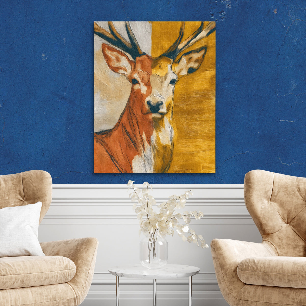 Deer Golden Profile — Deer Golden Profile Two Chairs Blue Walls2 297