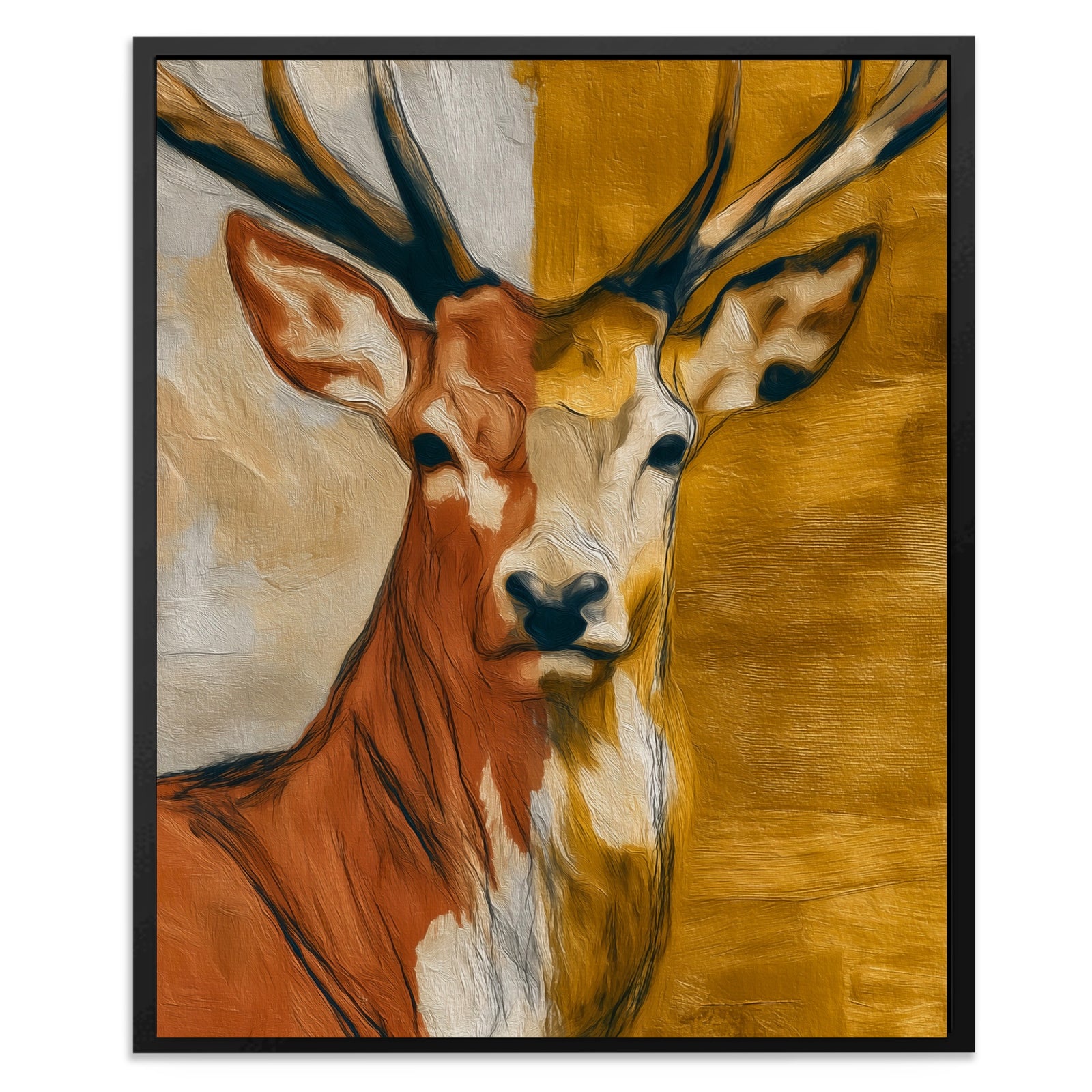 Deer Golden Profile canvas wall art