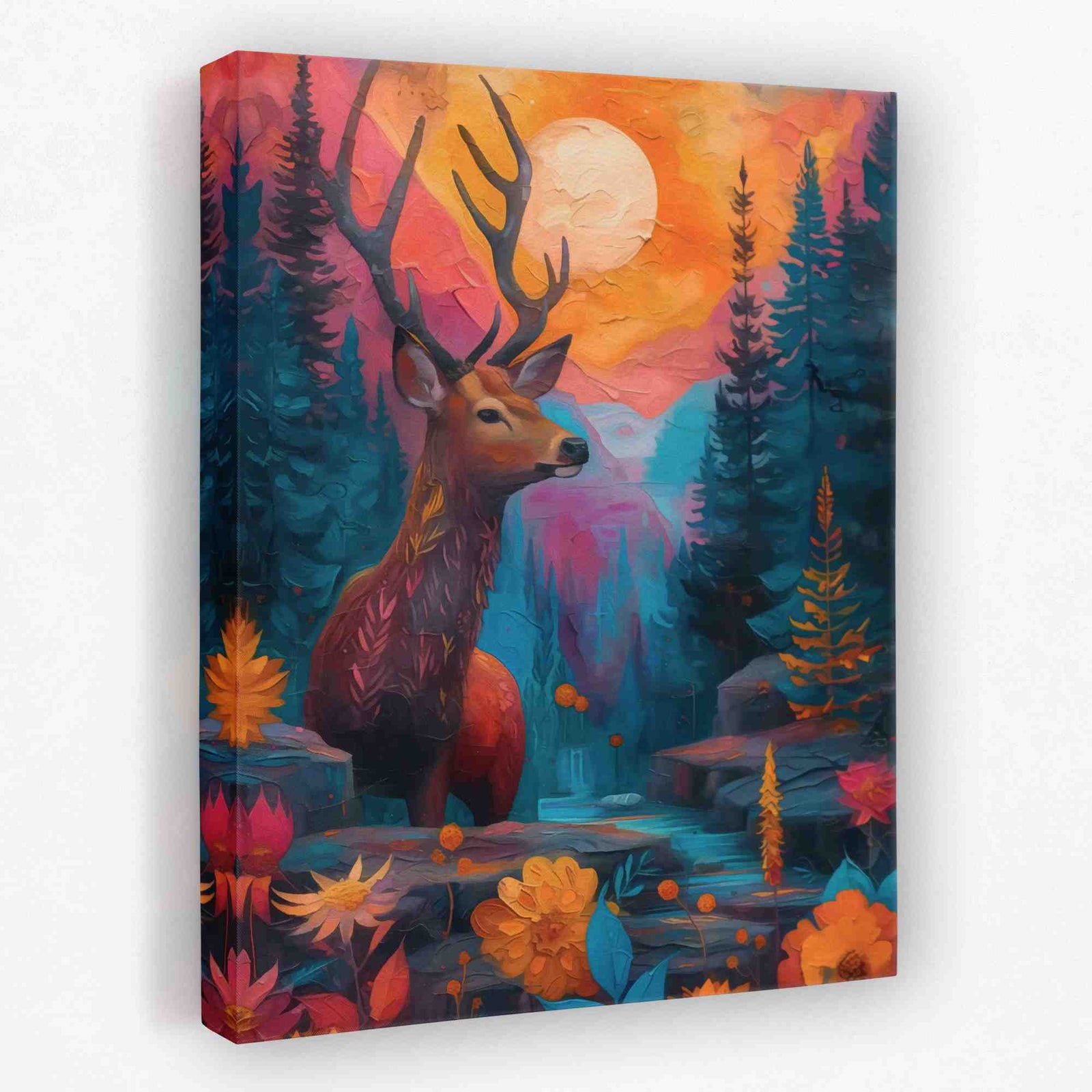 Deer Oasis - Animals Canvas Wall Art