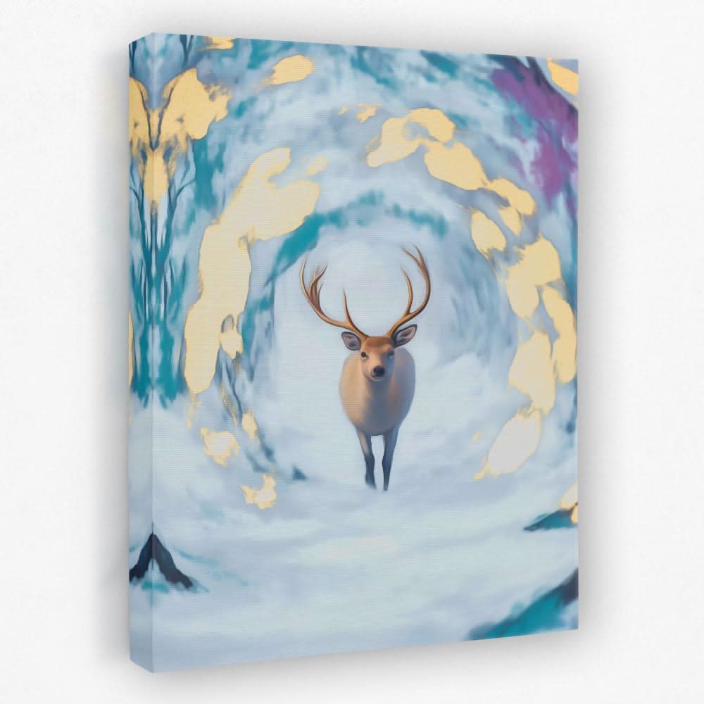 Deer of the Snowstorm - Animals Canvas Wall Art