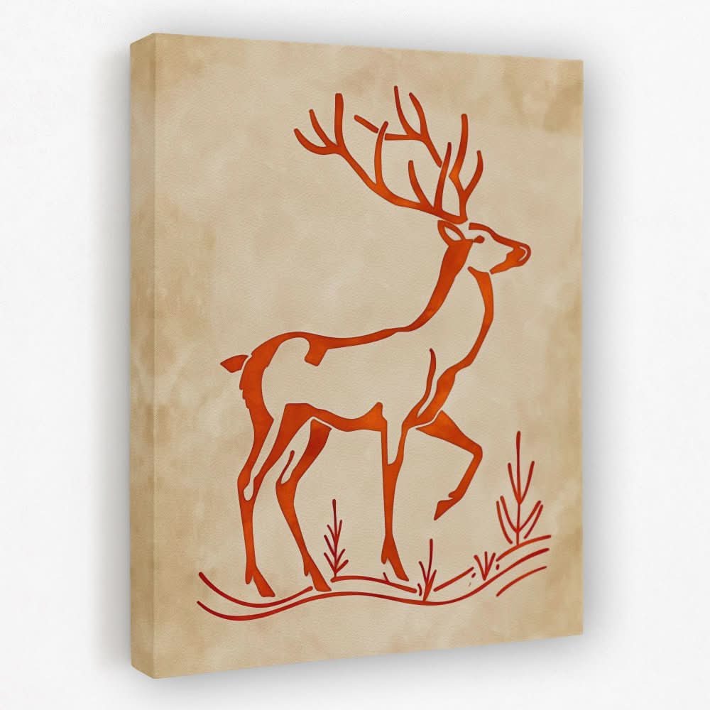 Deer Silhouette - Animals Canvas Wall Art