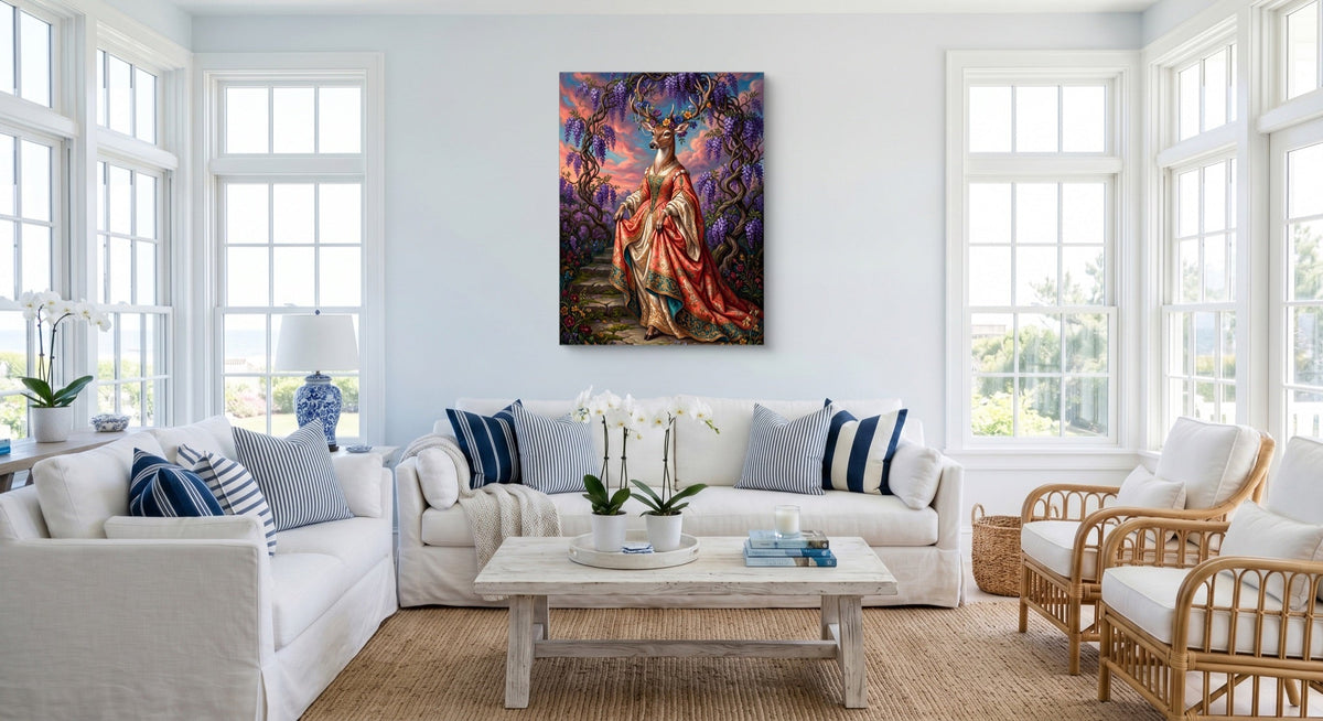 Deer Wisteria Steps - Luxury Wall Art