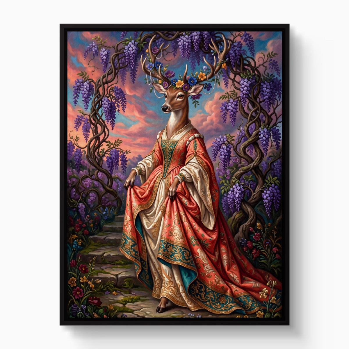 Deer Wisteria Steps - Luxury Wall Art