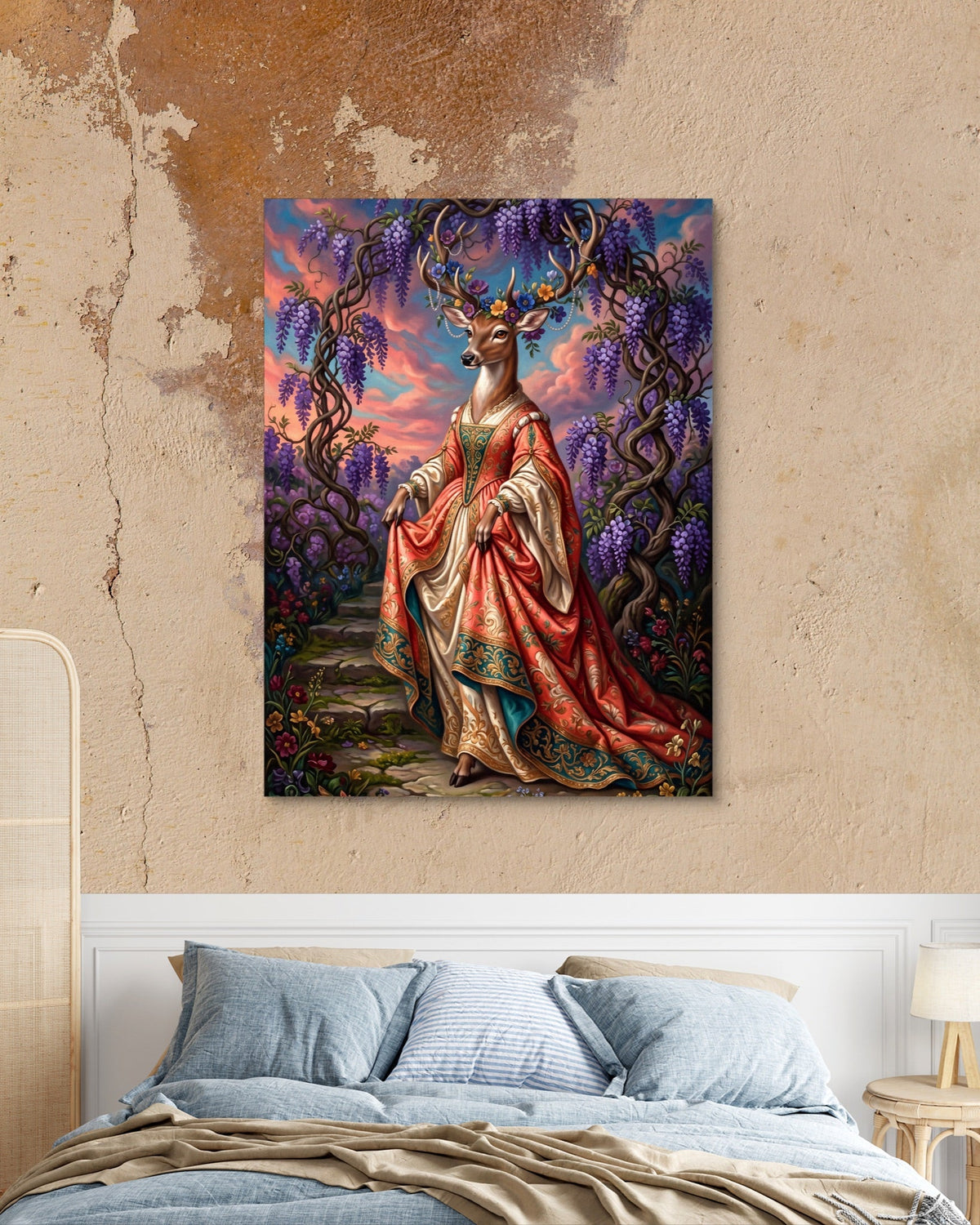 Deer Wisteria Steps - Luxury Wall Art