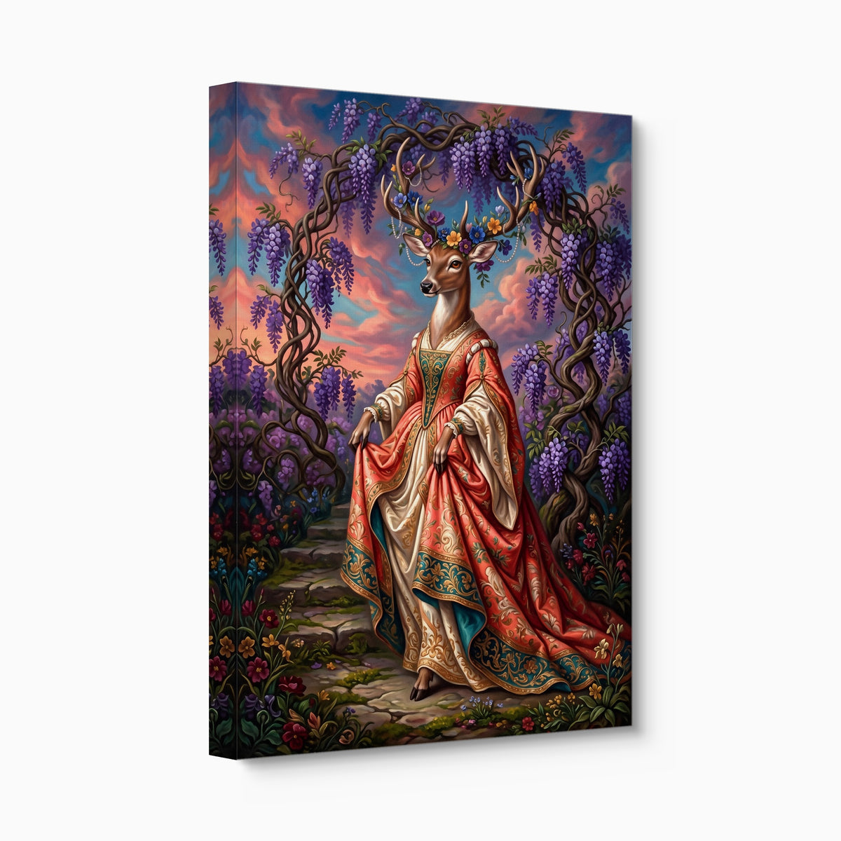 Deer Wisteria Steps — deer wisteria steps angled flush print