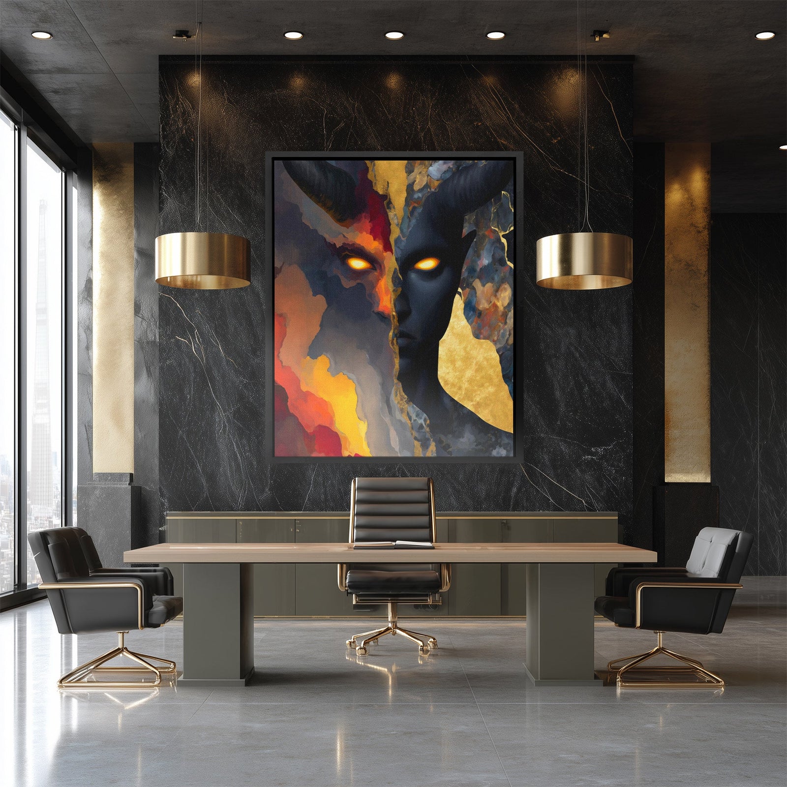Demon's Golden Fire - Luxury Wall Art
