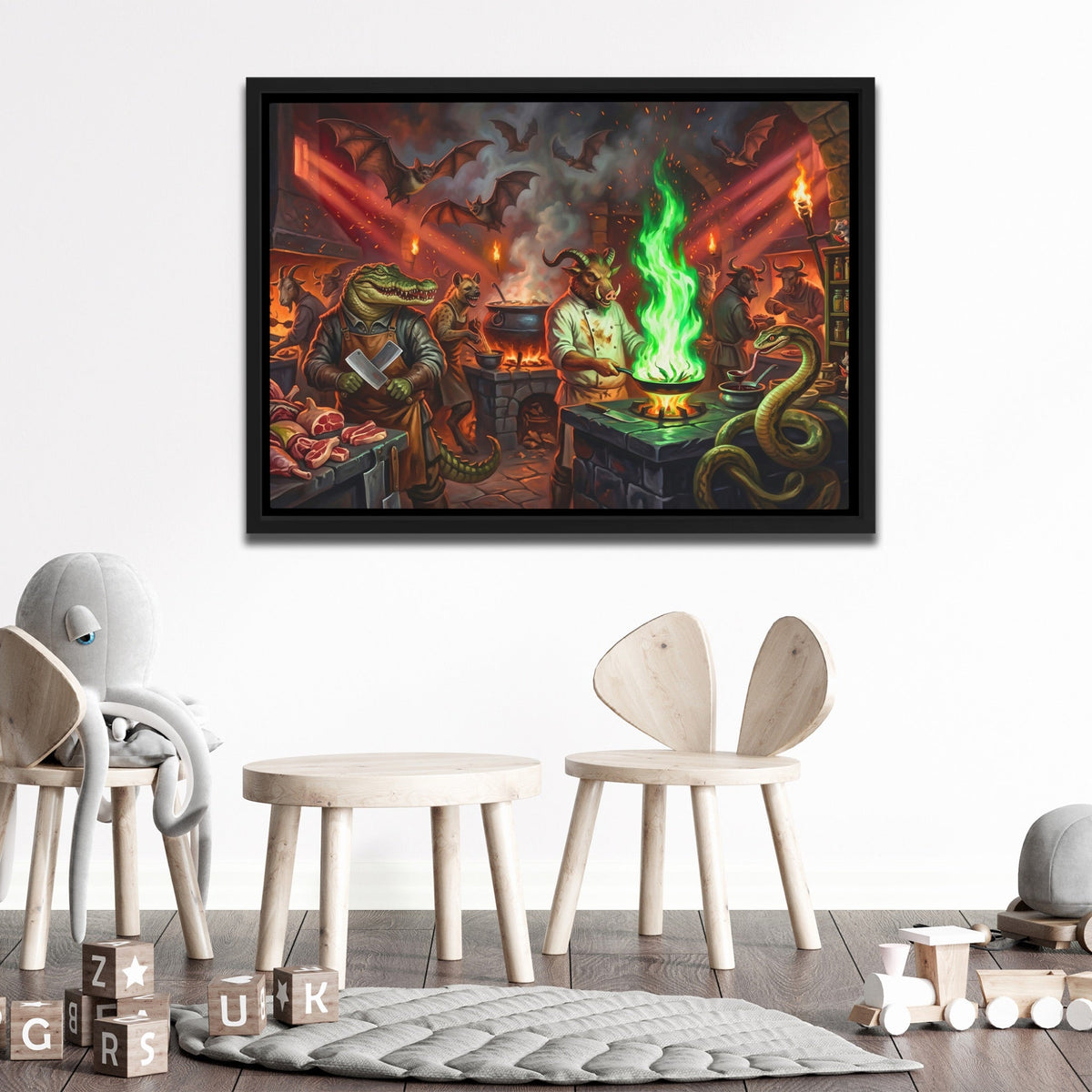 Demons Hellfire Chef canvas wall art, room view
