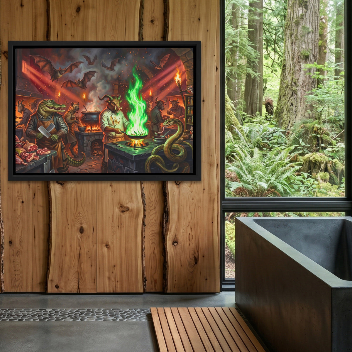 Demons Hellfire Chef canvas wall art, room view
