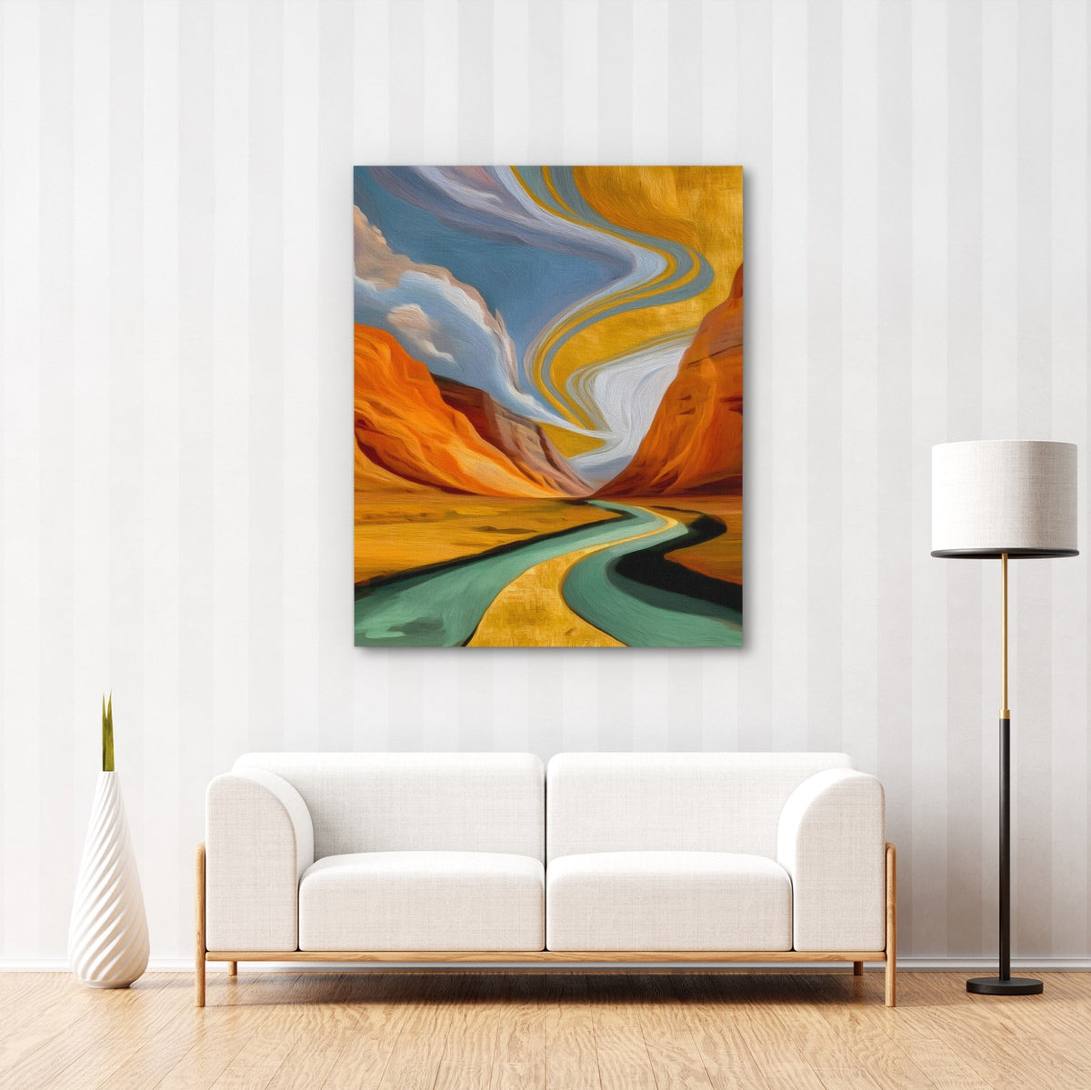 Desert Canyon Convergence canvas wall art, room view