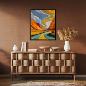 Desert Canyon Convergence canvas wall art, room view