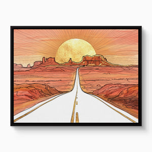 Desert Road Sunrise — desert road sunrise white studio framed black