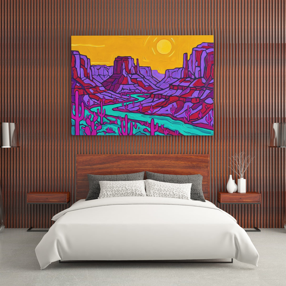 Desert Saguaro Twilight — Desert Saguaro Twilight Wood Bedroom   Landscape 198
