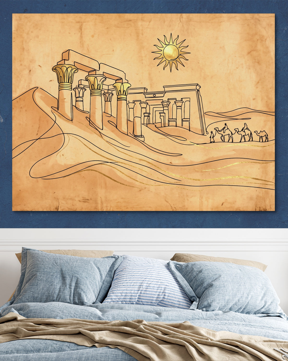 Desert Temple Sunrise — desert temple sunrise psd navy blue bedroom 1land flush print