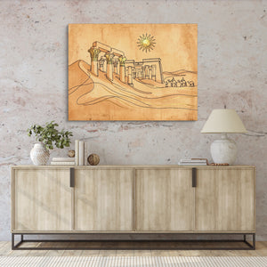 Desert Temple Sunrise — desert temple sunrise sq hallway granite wall 1land flush print