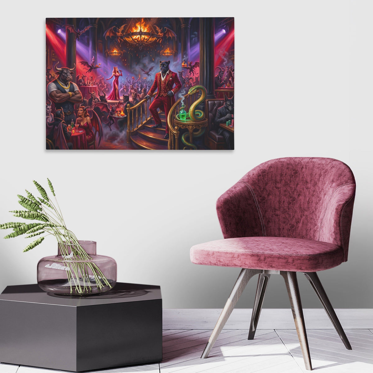 Devil's Night Club canvas wall art, room view