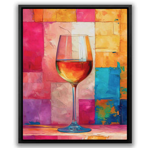 a painting of a glass of wine on a table