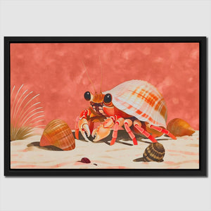 a painting of a crab and a shell