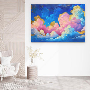 Pink and Blue Clouds Vibrant Cloudscape Wall Art - Luxury Wall Art 