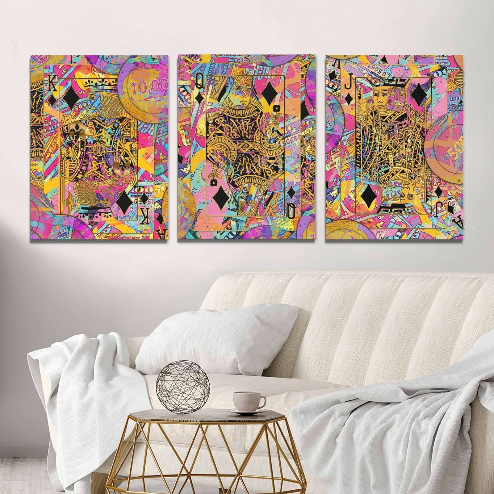 Diamond Royalty 3 Piece Set - Card Canvas Wall Art