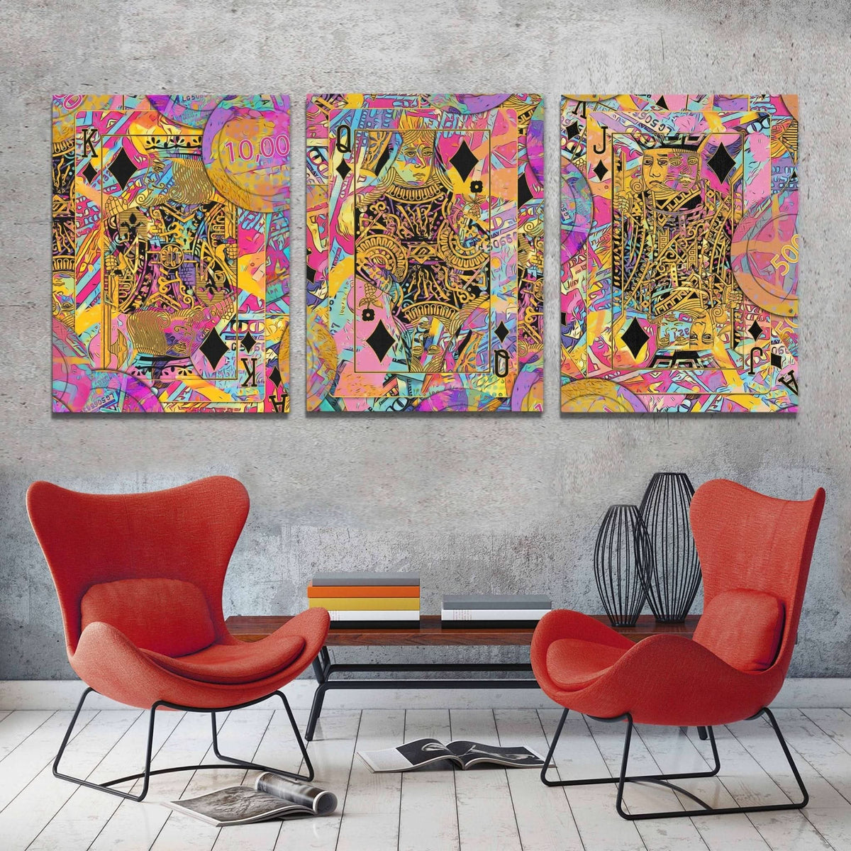 Diamond Royalty 3 Piece Set - Card Art for Game Room