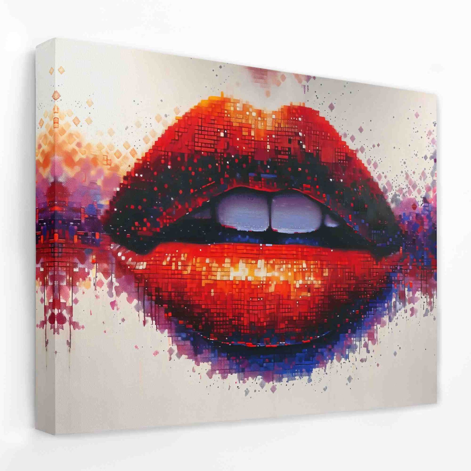 Digital Kiss - Crimson Canvas Wall Art