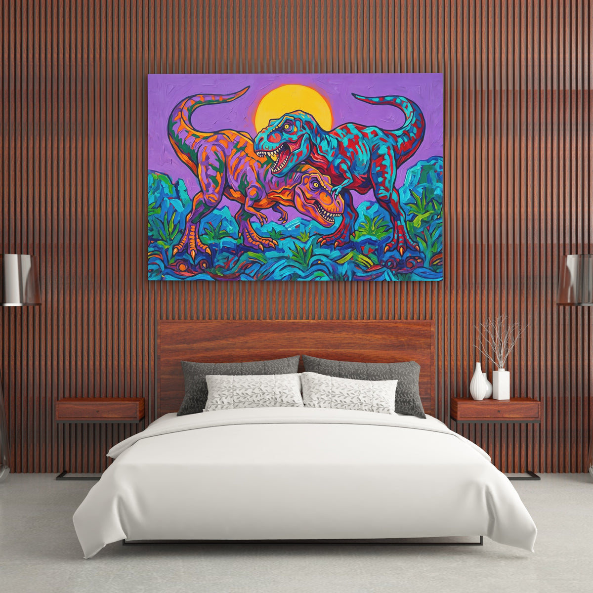 Dinosaurs Vibrant Wilderness — Dinosaurs Vibrant Wilderness Wood Bedroom   Landscape 201