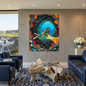 Diver Coral Cavern - Luxury Wall Art