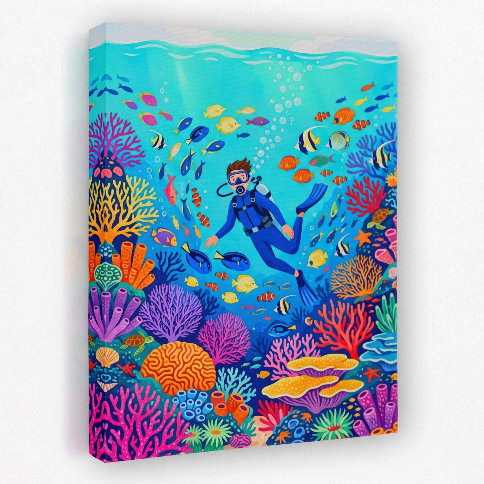 Diver Coral Kingdom - Luxury Wall Art