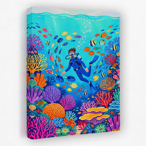 Diver Coral Kingdom - Luxury Wall Art