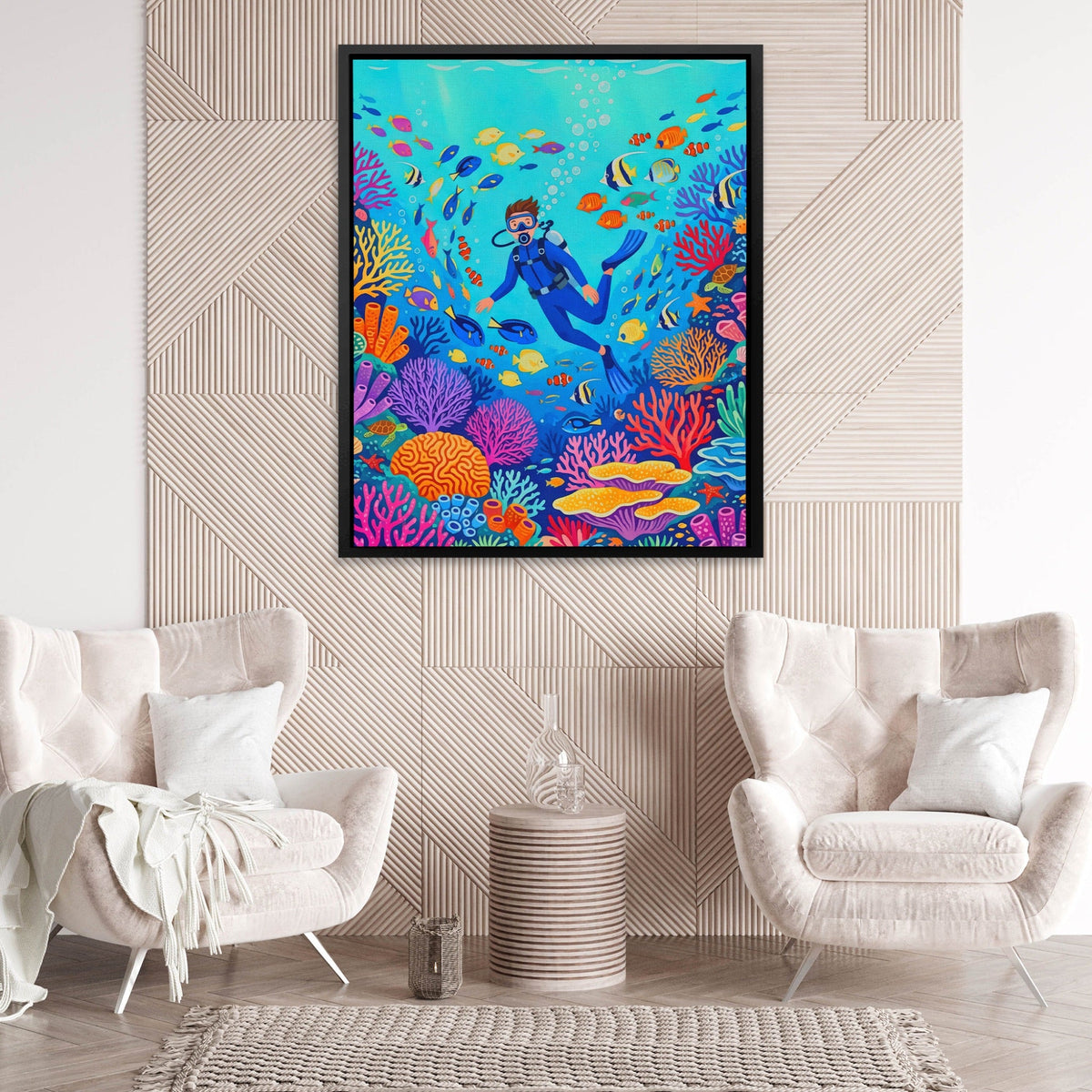 Diver Coral Kingdom - Luxury Wall Art