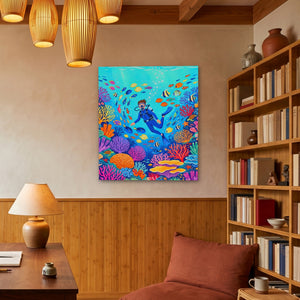 Diver Coral Kingdom - Luxury Wall Art