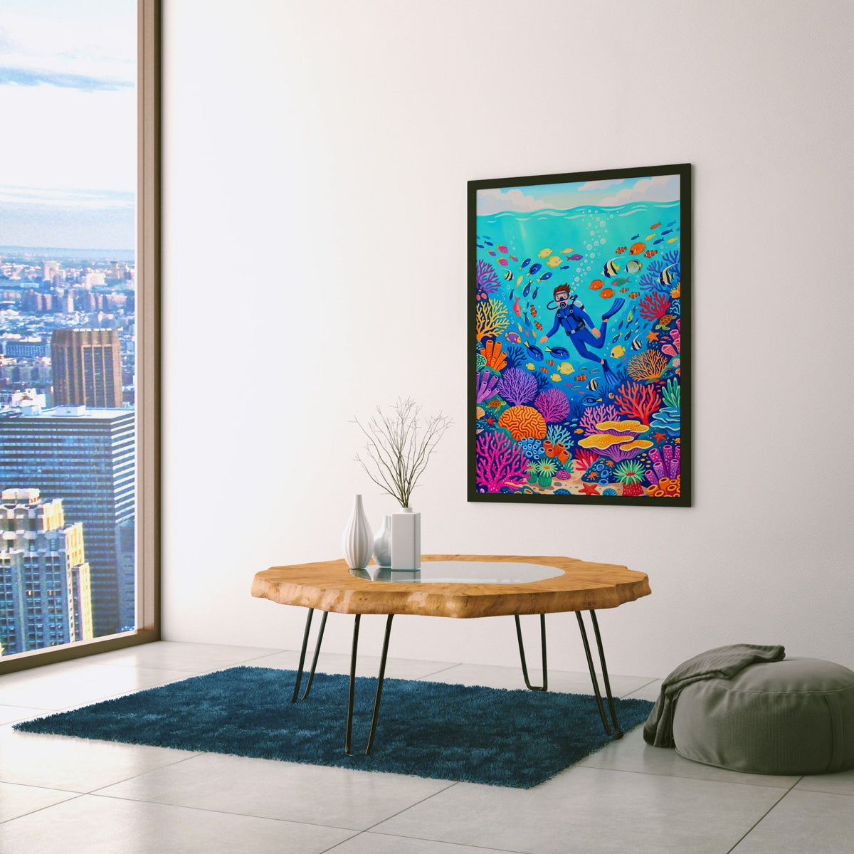 Diver Coral Kingdom - Luxury Wall Art