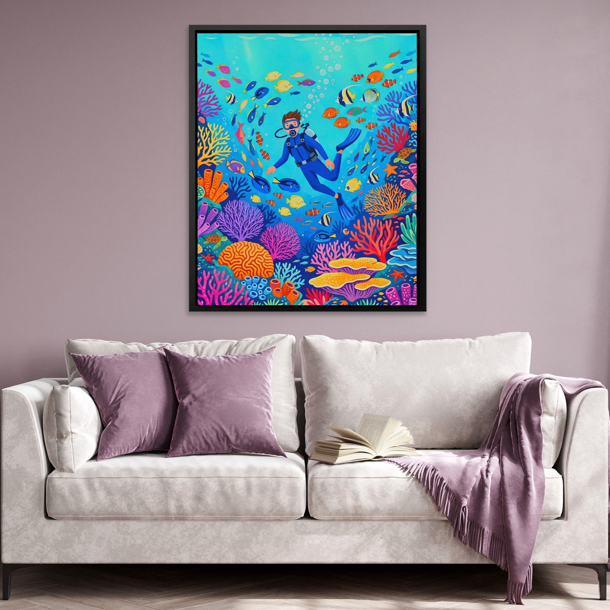 Diver Coral Kingdom - Luxury Wall Art
