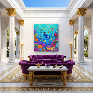 Diver Coral Kingdom - Luxury Wall Art