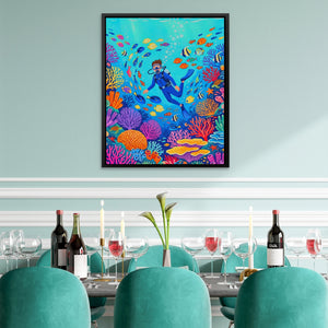 Diver Coral Kingdom - Luxury Wall Art
