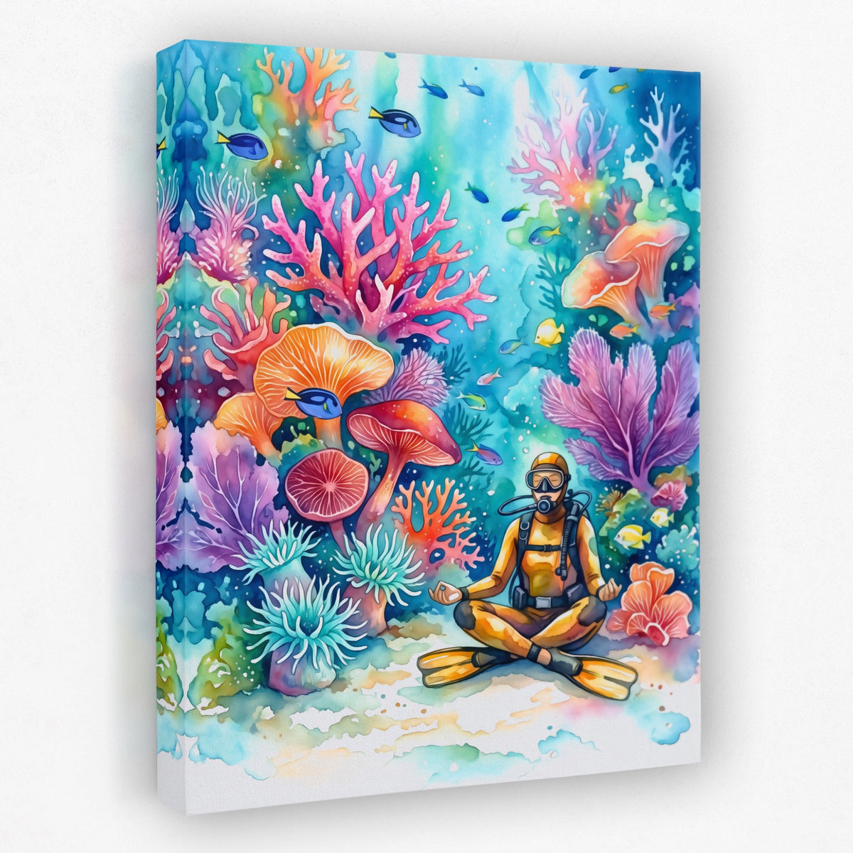 Diver Coral Meditation — Diver Coral Meditation Portrait   Side View   Mirror 45