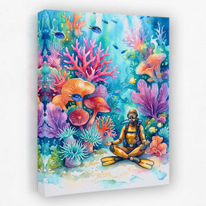Diver Coral Meditation — Diver Coral Meditation Portrait   Side View   Mirror 45