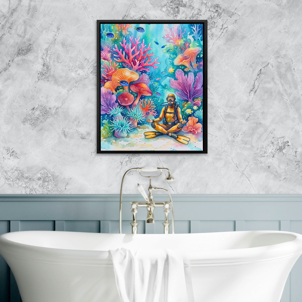 Diver Coral Meditation — Diver Coral Meditation Bathtub Granite Wall 27