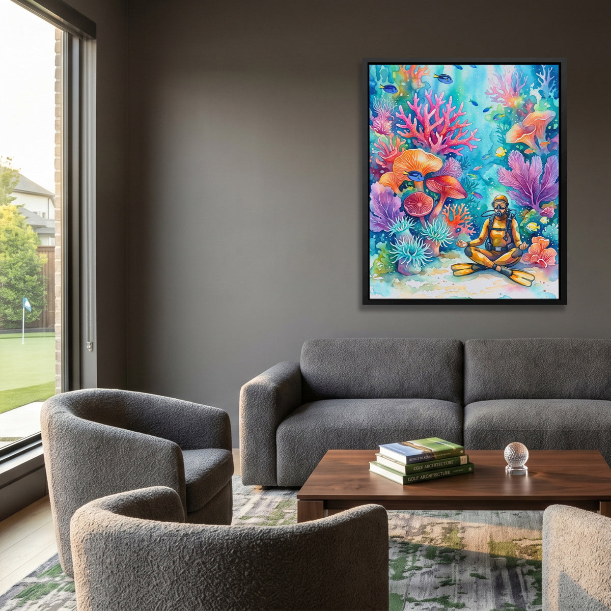 Diver Coral Meditation — Diver Coral Meditation Golf Course House Port 99