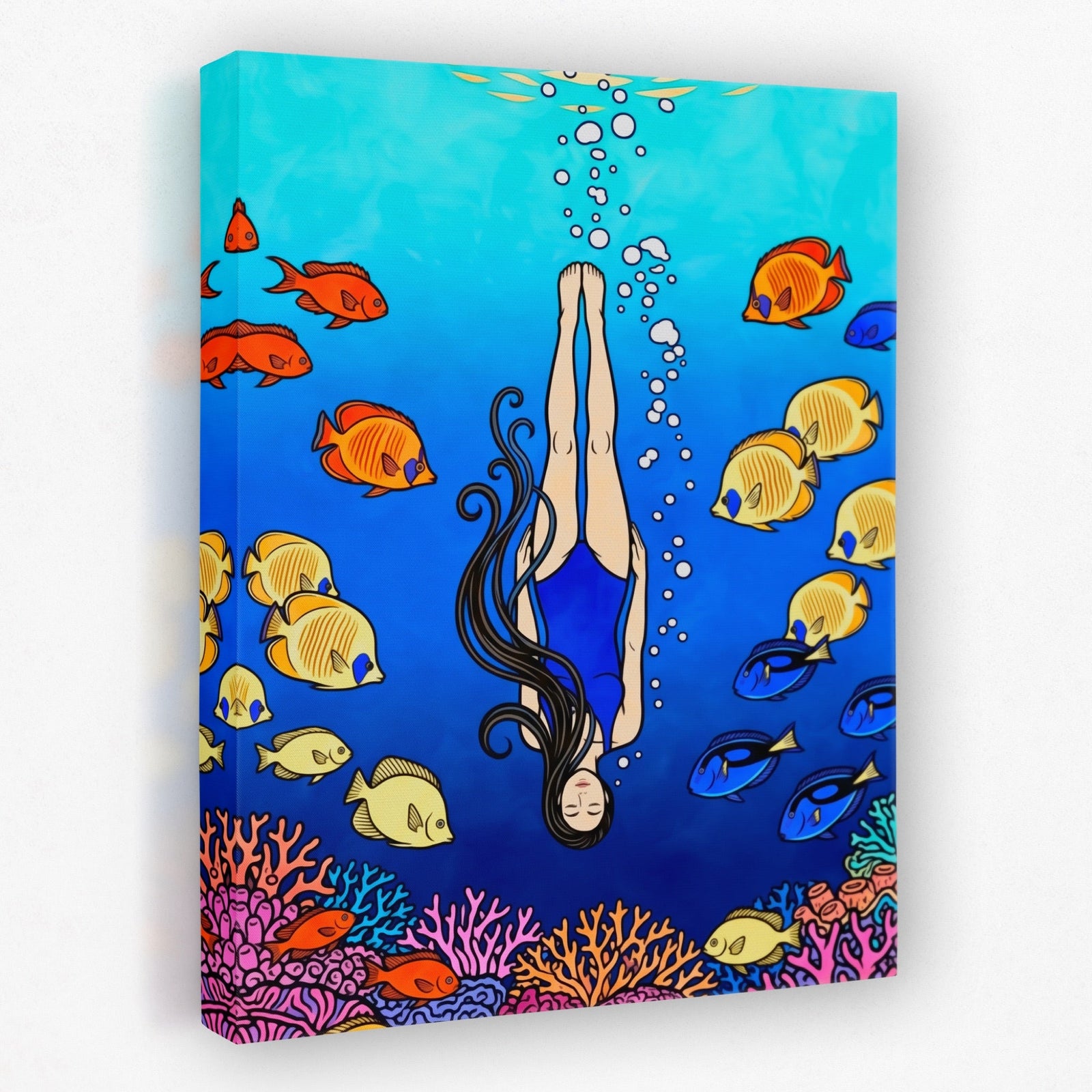 Diver Coral Reef - Luxury Wall Art