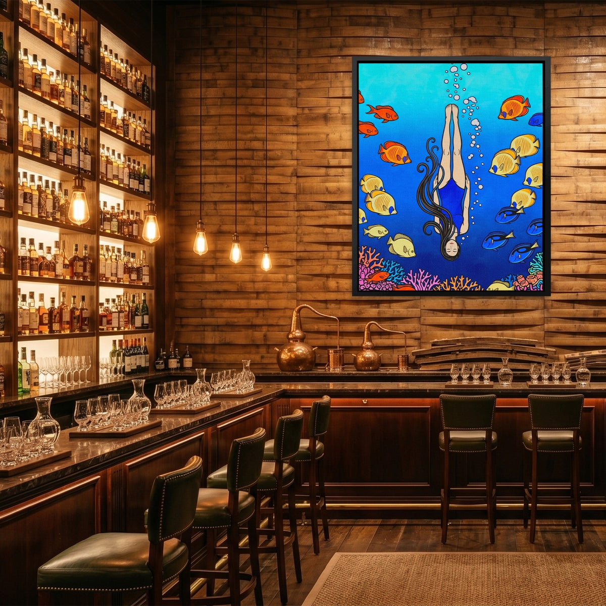 Diver Coral Reef - Luxury Wall Art
