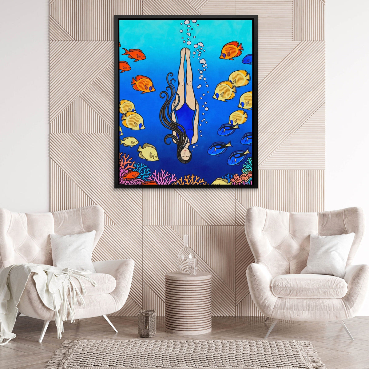 Diver Coral Reef - Luxury Wall Art