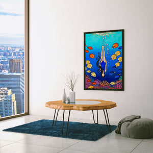 Diver Coral Reef - Luxury Wall Art