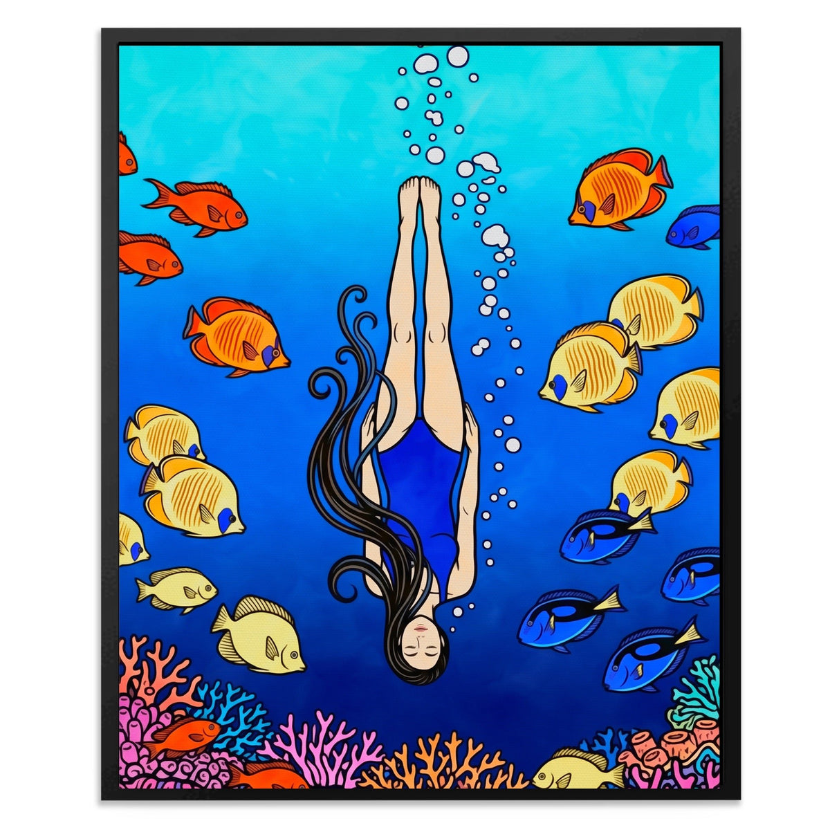 Diver Coral Reef - Luxury Wall Art