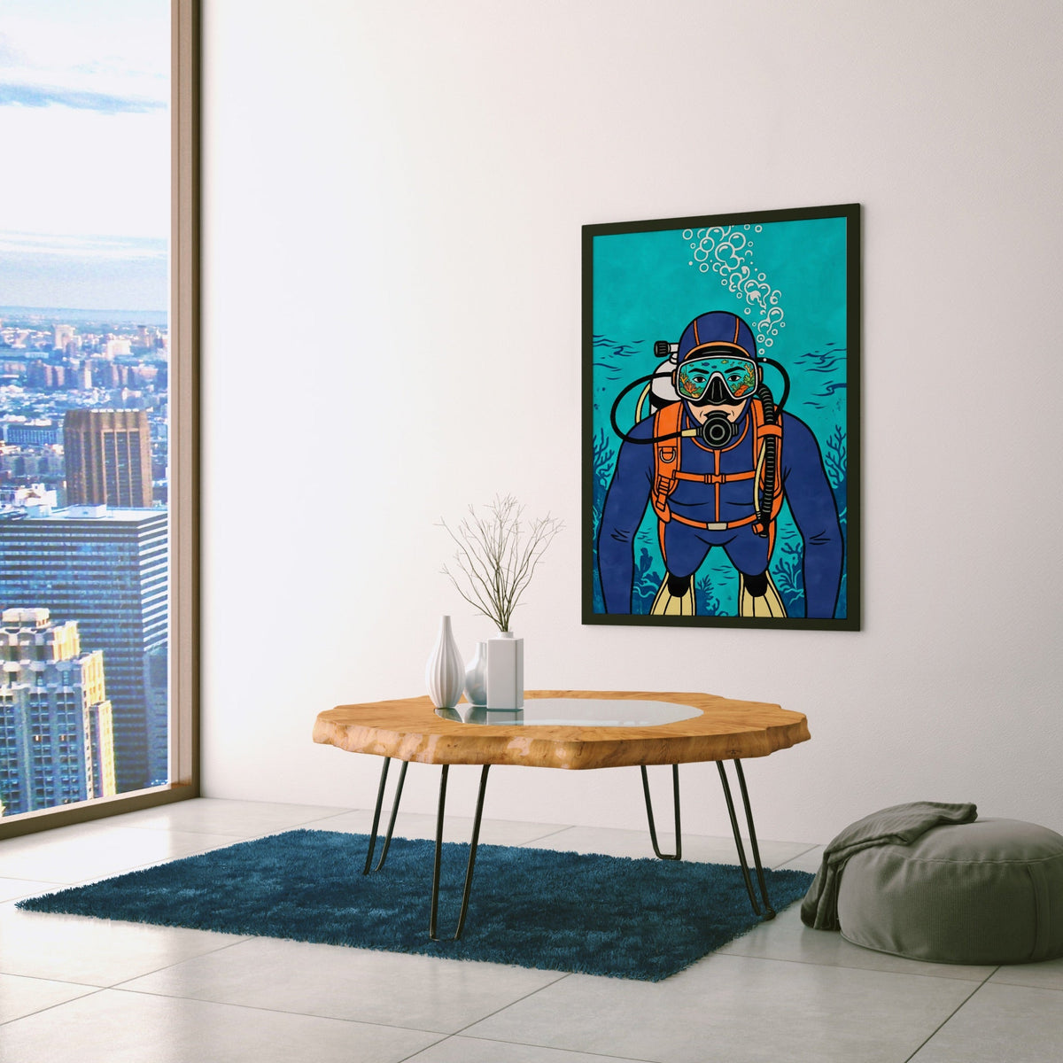 Diver Deep Reflection - Luxury Wall Art