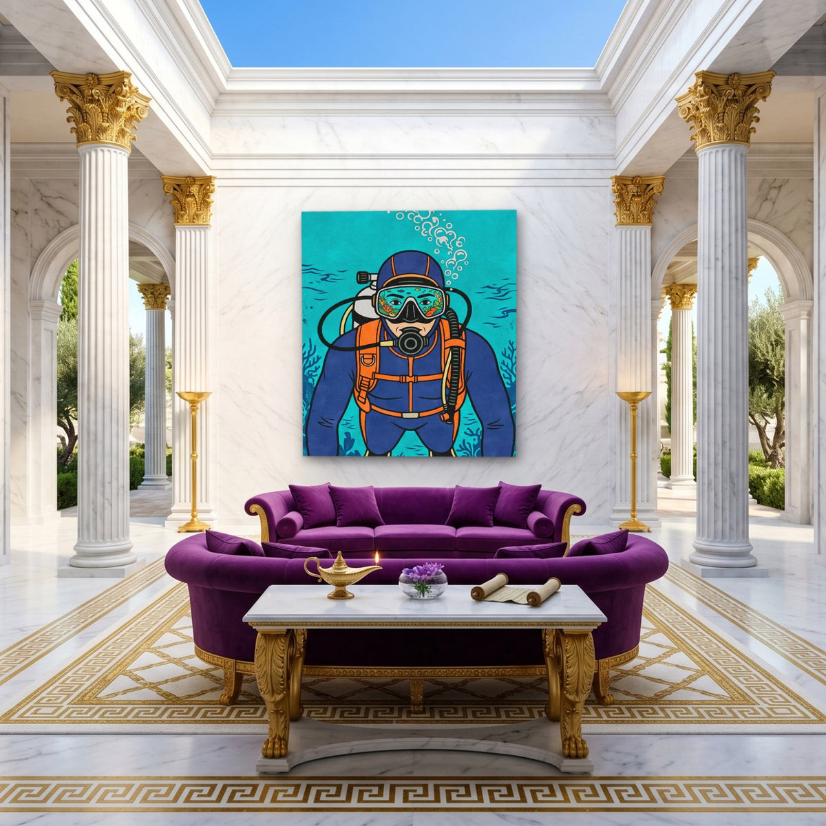 Diver Deep Reflection - Luxury Wall Art