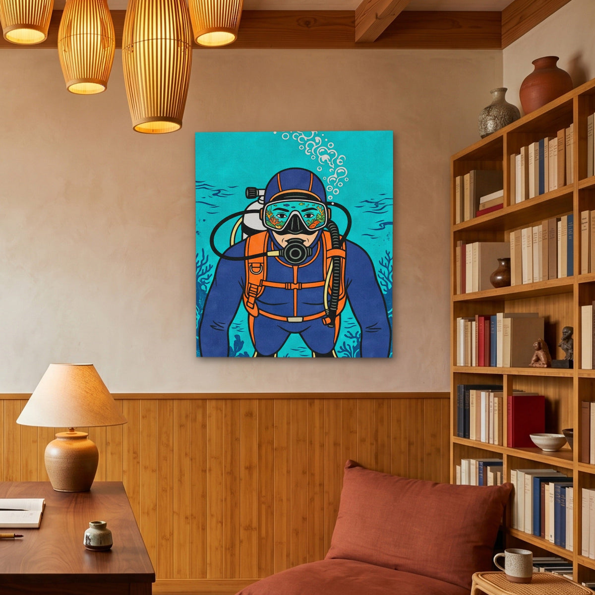 Diver Deep Reflection - Luxury Wall Art