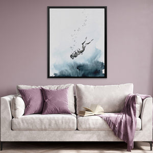 Diver Descending Abyss - Luxury Wall Art