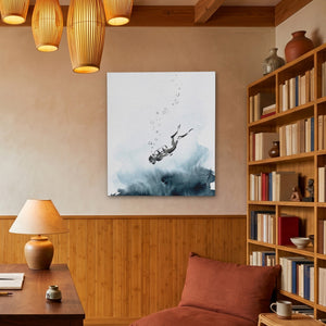 Diver Descending Abyss - Luxury Wall Art