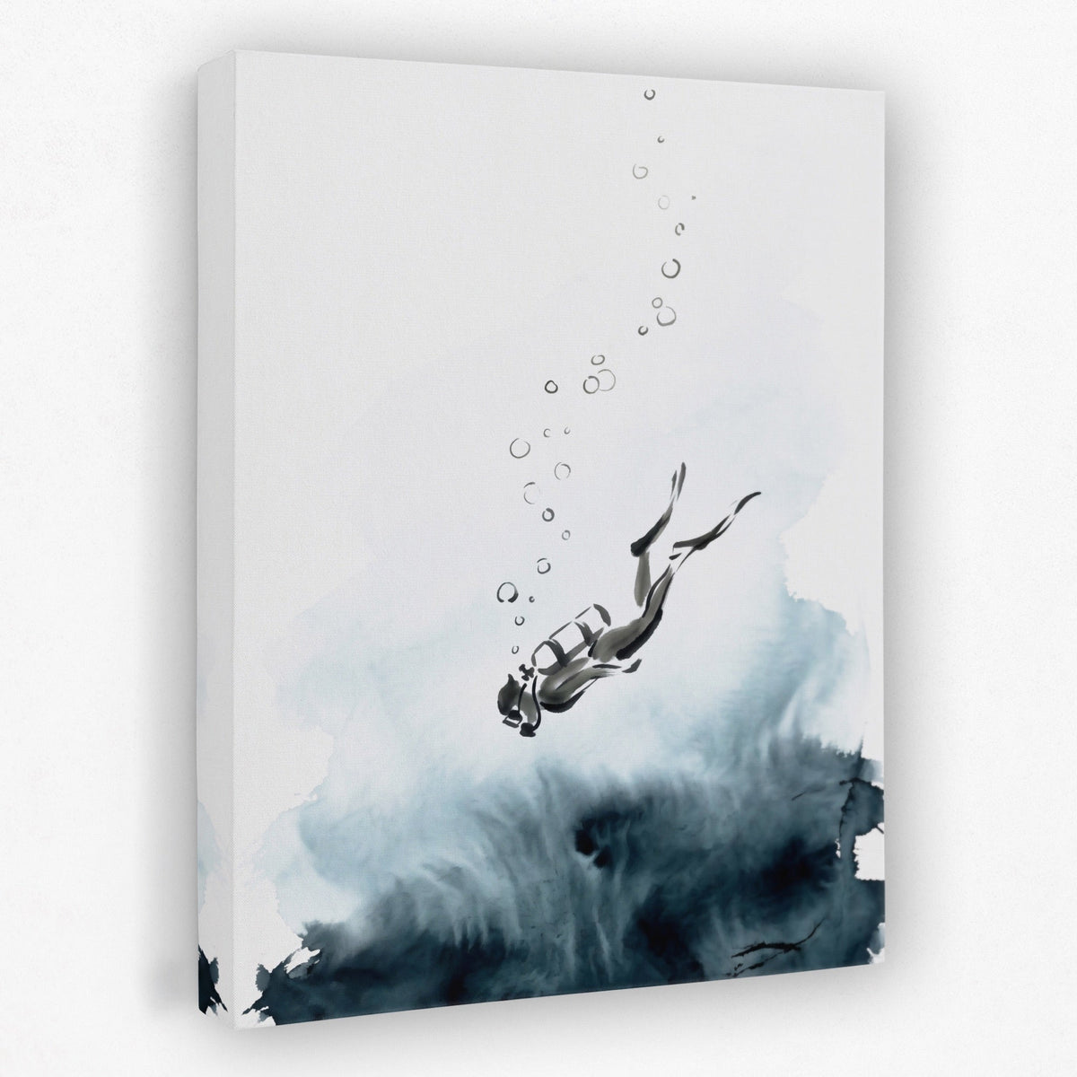 Diver Descending Abyss - Luxury Wall Art